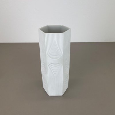 Large Op Art Biscuit Porcelain Vase by AK Kaiser, 1970s-QZ-1814029