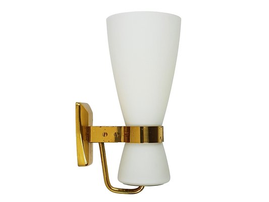 Large Opaline Glass and Brass Sconce 2118 from Stilnovo, 1959-RD-1722456