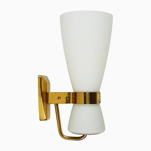 Large Opaline Glass and Brass Sconce 2118 from Stilnovo, 1959-RD-1722456