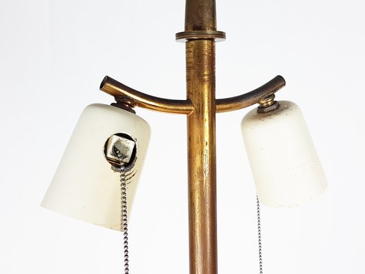 Large Opaline Glass and Brass Table Lamp by Stilnovo, 1950s-RD-1819300