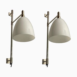 Large Opaline Glass Chrome Sconces, 1970s, Set of 2-JJC-1795592