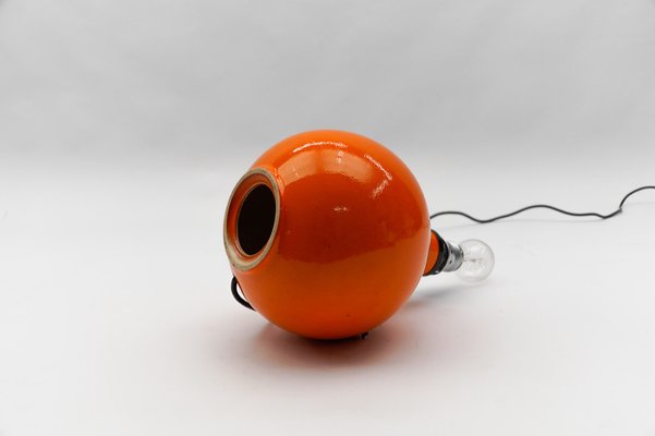 Large Orange Ceramic Ball Table Lamp Base, Italy, 1960s-KQB-1821065