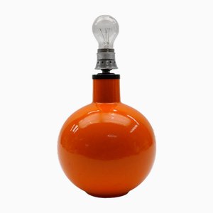 Large Orange Ceramic Ball Table Lamp Base, Italy, 1960s-KQB-1821065