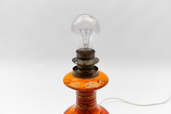 Large Orange Ceramic Table Lamp, 1960s-KQB-1820226