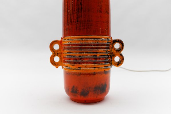 Large Orange Ceramic Table Lamp, 1960s-KQB-1820226