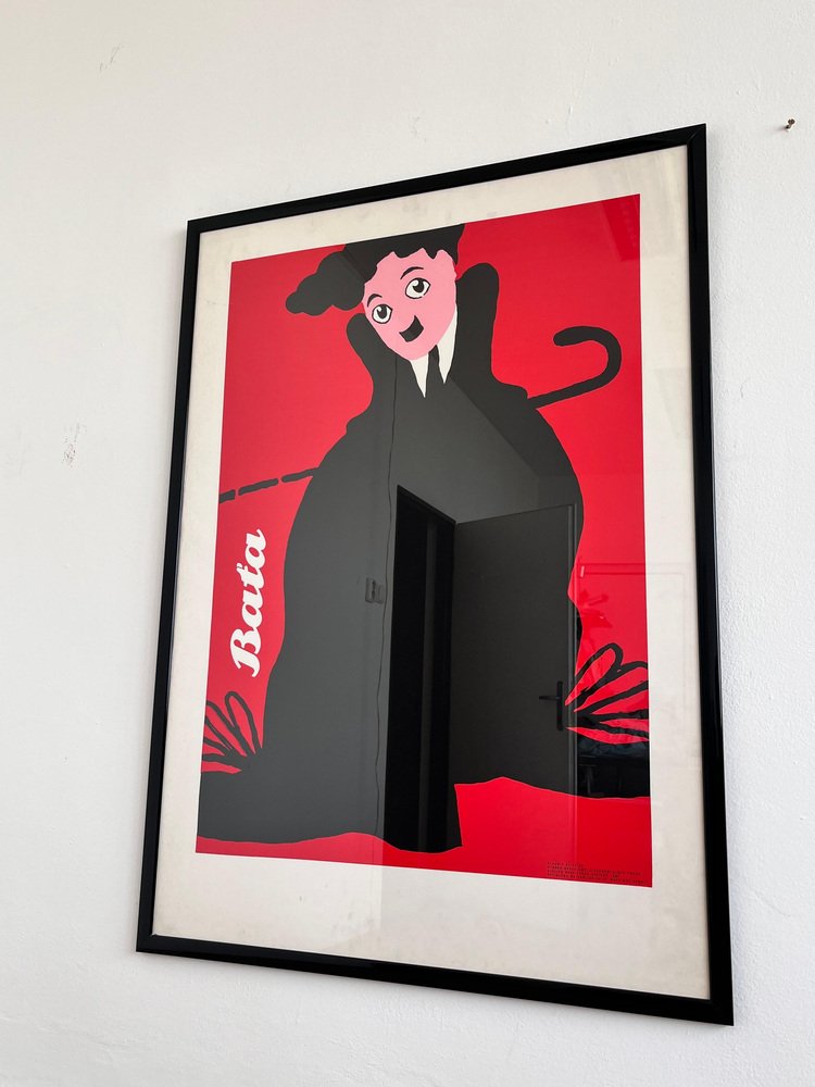 Large Original Charlie Chaplin Poster by Claudio Oliveira, Baťa, 1992