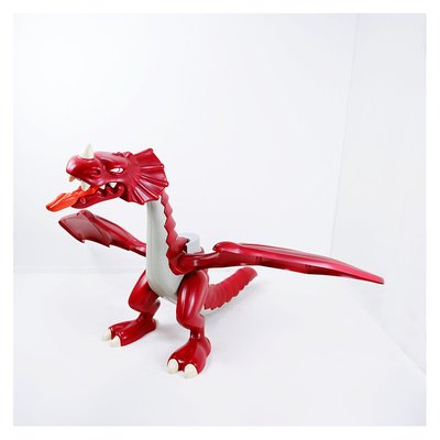 Large Original Red Dragon and Playmobil Knight in Plastic, 1990s-JG-1786336