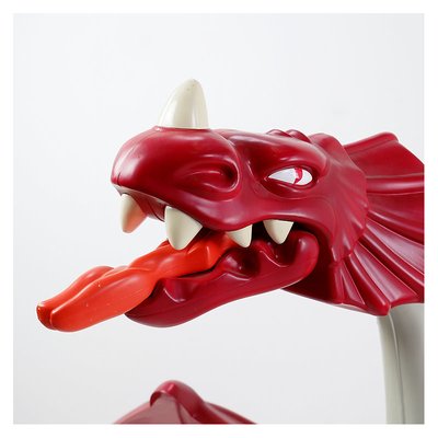 Large Original Red Dragon and Playmobil Knight in Plastic, 1990s-JG-1786336