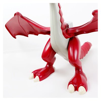 Large Original Red Dragon and Playmobil Knight in Plastic, 1990s-JG-1786336