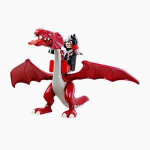 Large Original Red Dragon and Playmobil Knight in Plastic, 1990s-JG-1786336