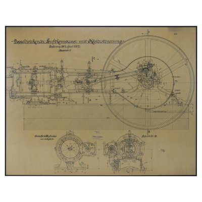 Large Original Technical Drawing of Air Compressor, 1925-TZ-865523