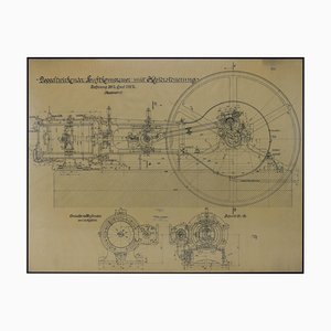 Large Original Technical Drawing of Air Compressor, 1925-TZ-865523