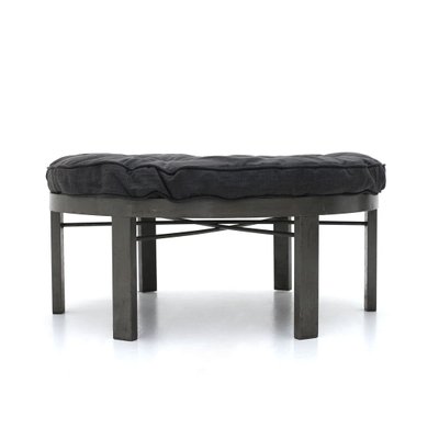 Large Ottoman in Metal and Anthracite Fabric, 1970s-EZ-910662