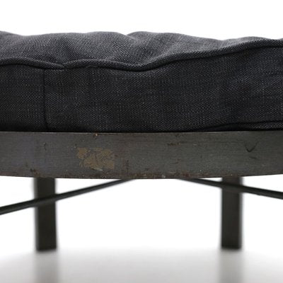 Large Ottoman in Metal and Anthracite Fabric, 1970s-EZ-910662