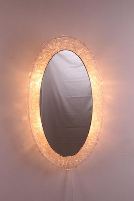 Large Oval Acrylic Glass Mirror with Lighting, Germany, 1960s-EZZ-1361095