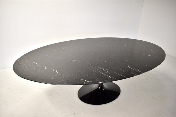 Large Oval Black Marble Tulip Dining Table by Eero Saarinen for Knoll Studio, 1990s-TEA-1620521