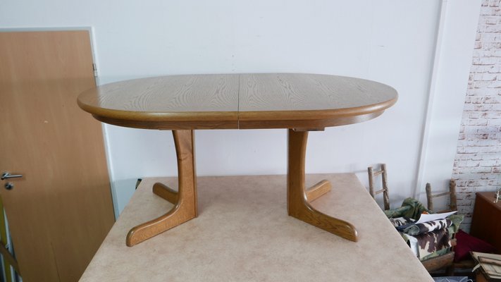 Large Oval Dining Table with 3 Extension Panels in Solid Oak, Denmark-KK-1357952