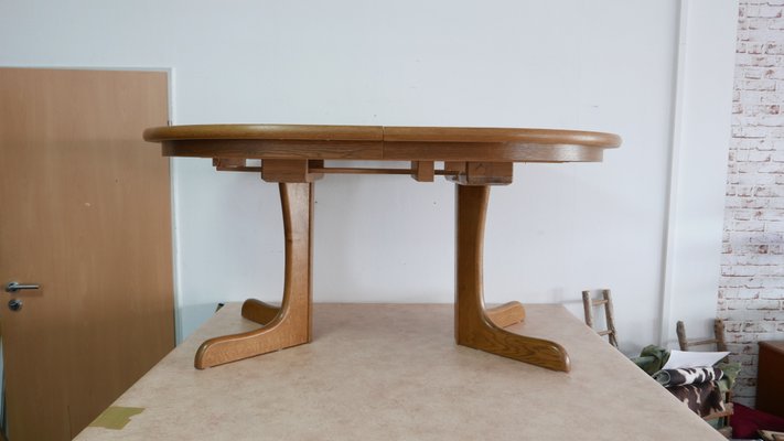 Large Oval Dining Table with 3 Extension Panels in Solid Oak, Denmark-KK-1357952