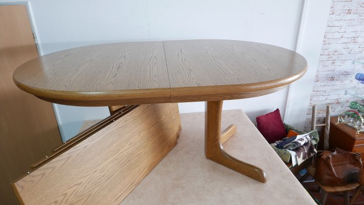 Large Oval Dining Table with 3 Extension Panels in Solid Oak, Denmark-KK-1357952