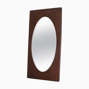 Large Oval Facetted Mirror with Rectangular Oak Frame, 1920s-FEW-2024236