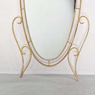 Large Oval Floor Mirror in Brass, 1950s-PRS-1740502