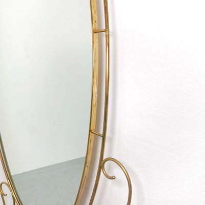 Large Oval Floor Mirror in Brass, 1950s-PRS-1740502