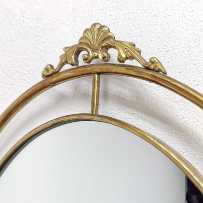 Large Oval Floor Mirror in Brass, 1950s-PRS-1740502