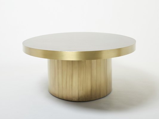 Large Oval Oxidized Brass Coffee Table by Isabelle and Richard Faure, 1970s-YJA-1363442