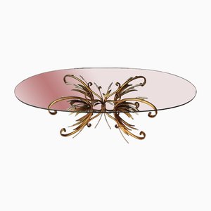 Large Oval Wreath of Wheat Coffee Table in the style of Robert Goossens, 1970s-IBO-1765093