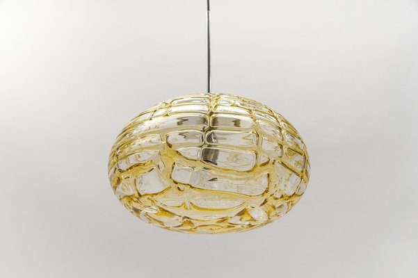 Large Oval Yellow Murano Glass Ball Pendant Lamp from Doria Leuchten, Germany, 1960s-KQB-1744417