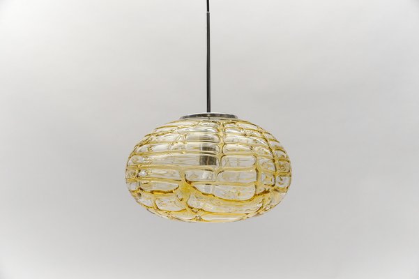 Large Oval Yellow Murano Glass Ball Pendant Lamp from Doria Leuchten, Germany, 1960s-KQB-1744417