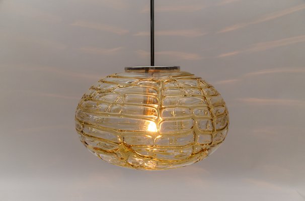 Large Oval Yellow Murano Glass Ball Pendant Lamp from Doria Leuchten, Germany, 1960s-KQB-1744417