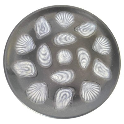 Large Oyster Plate in Ceramic Black and White Color attributed to Elchinger, France, 1960s-UR-1721155