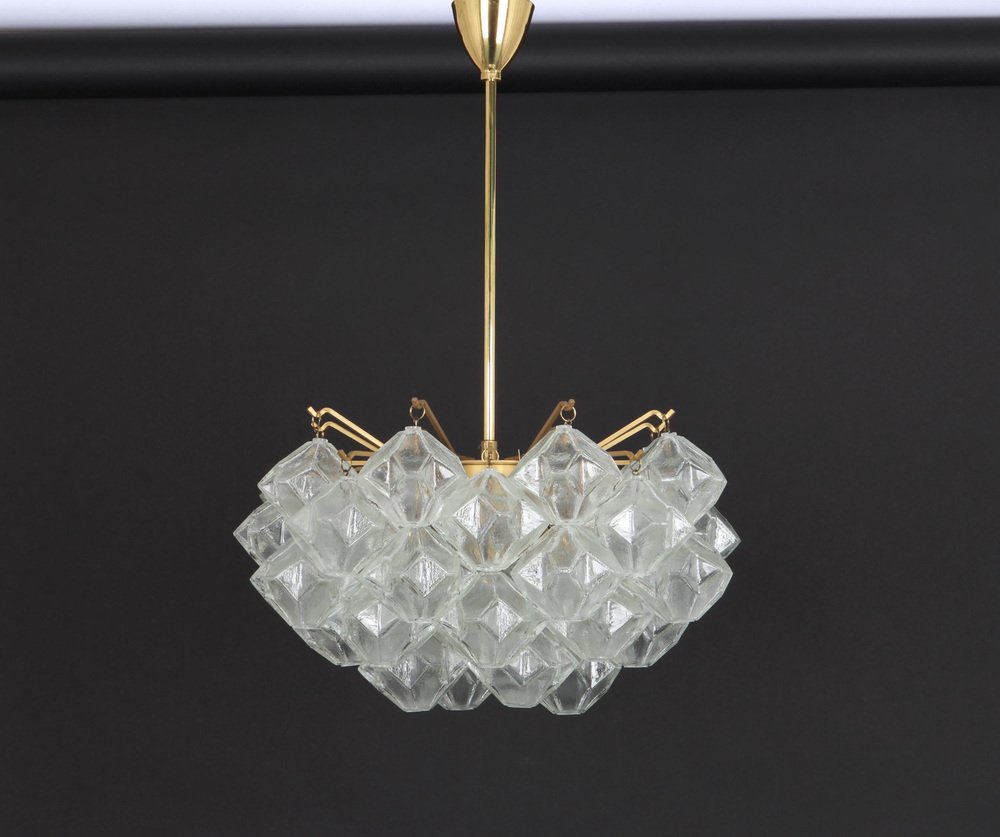 Large Pagoda Glass Chandelier from Kalmar, Austria, 1960s