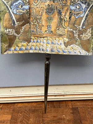 Large Painted Leaf Hand Screen or Fan, India, 1900s-QKG-1450005