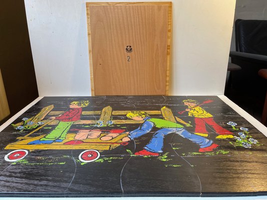 Large Painted Puzzle in Beech by Kay Bojesen, 1950s-LCR-1241077