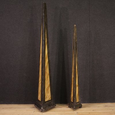 Large Painted Wooden Obelisks, 1930s, Set of 2-RP-2022683