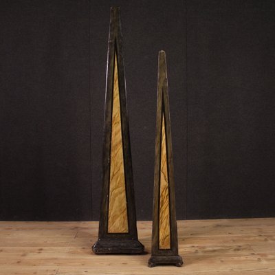 Large Painted Wooden Obelisks, 1930s, Set of 2-RP-2022683