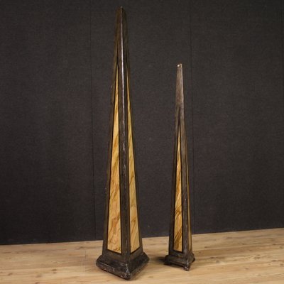 Large Painted Wooden Obelisks, 1930s, Set of 2-RP-2022683