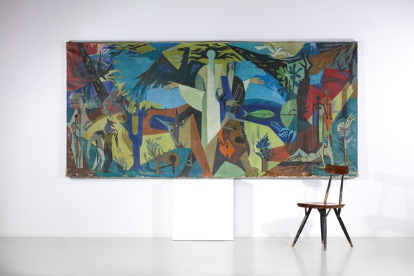 Large Painting, 1950s, Oil on Canvas-YU-1173826