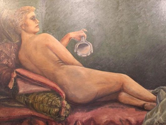 Large Painting with Motif of a Naked Woman by O. Rosmund, 1910-UY-590100