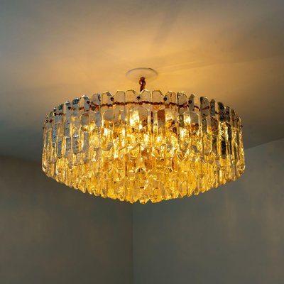 Large Palazzo Chandelier in Gilt Brass & Glass from Kalmar, Austria, 1970-VDW-824803