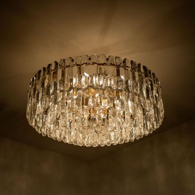 Large Palazzo Chandelier in Gilt Brass & Glass from Kalmar, Austria, 1970-VDW-824803