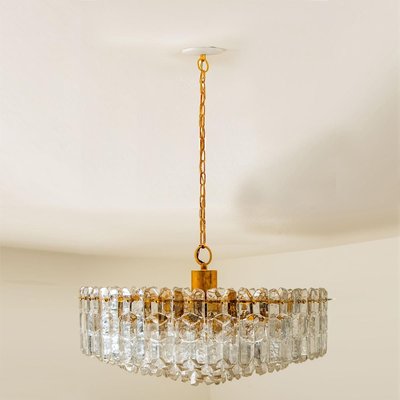 Large Palazzo Chandelier in Gilt Brass & Glass from Kalmar, Austria, 1970-VDW-824803