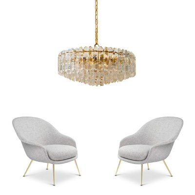 Large Palazzo Chandelier in Gilt Brass & Glass from Kalmar, Austria, 1970-VDW-824803