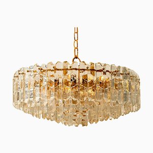 Large Palazzo Chandelier in Gilt Brass & Glass from Kalmar, Austria, 1970-VDW-824803