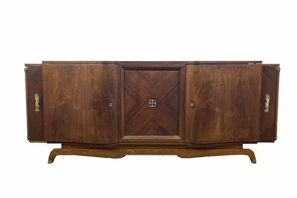 Large Parisian Art Deco Sideboard with Curved Fronts in Rosewood, 1920s-VMP-1061478