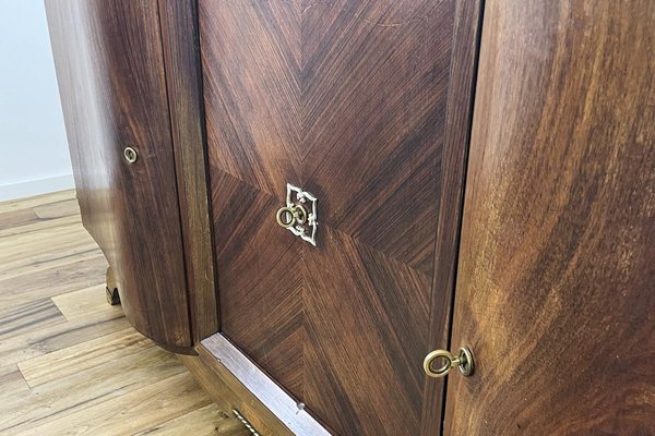 Large Parisian Art Deco Sideboard with Curved Fronts in Rosewood, 1920s-VMP-1061478