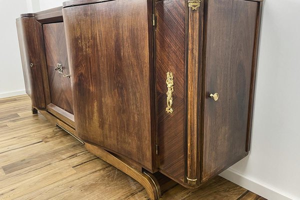 Large Parisian Art Deco Sideboard with Curved Fronts in Rosewood, 1920s-VMP-1061478