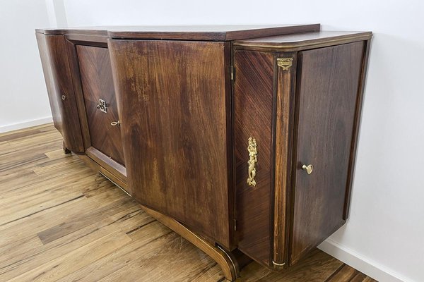 Large Parisian Art Deco Sideboard with Curved Fronts in Rosewood, 1920s-VMP-1061478